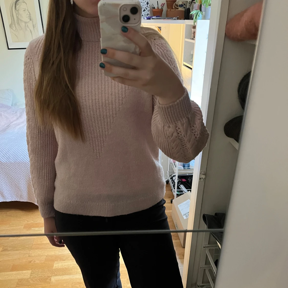 Ljusrosa stickad polotröja från ONLY