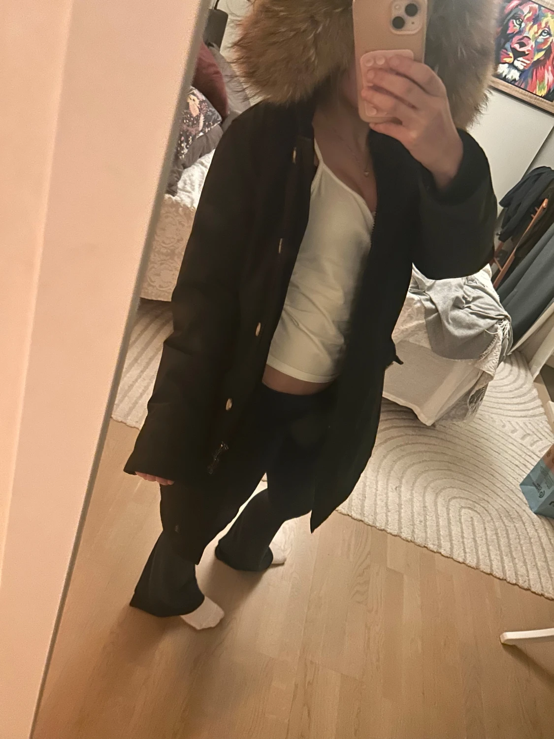 Svart parkas Woolrich med päls - 2