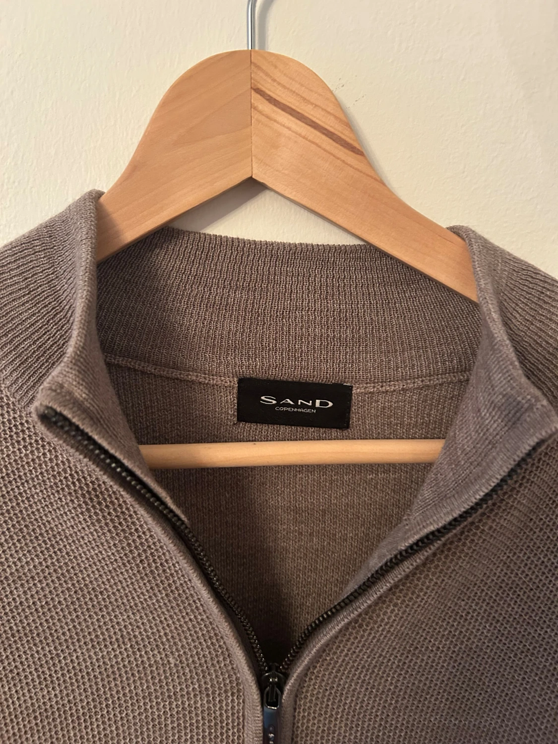 Beige stickad half zip-tröja Sand - 1