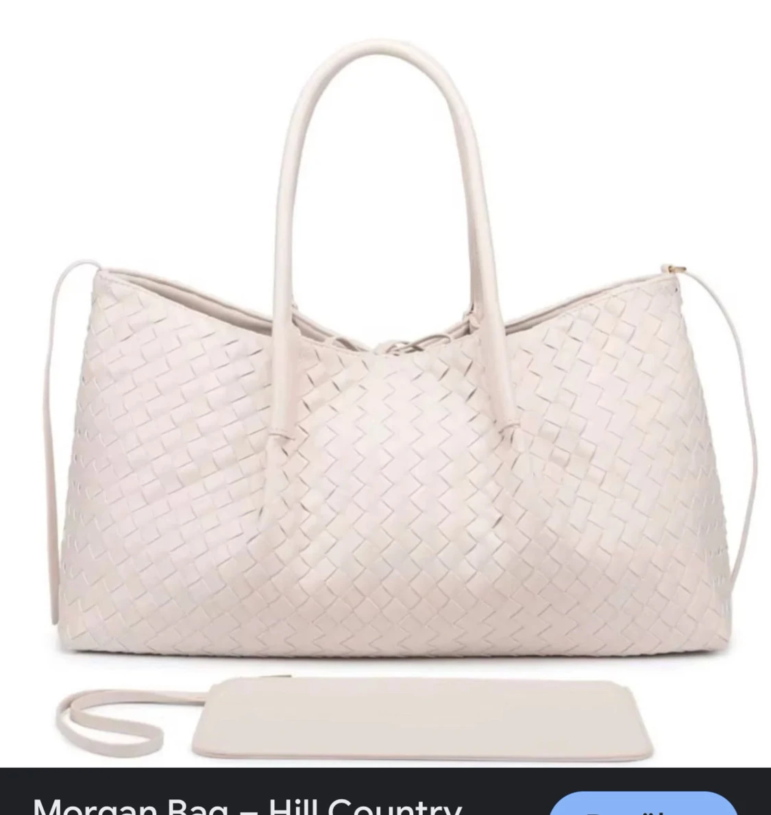 Beige flätad shoppingväska