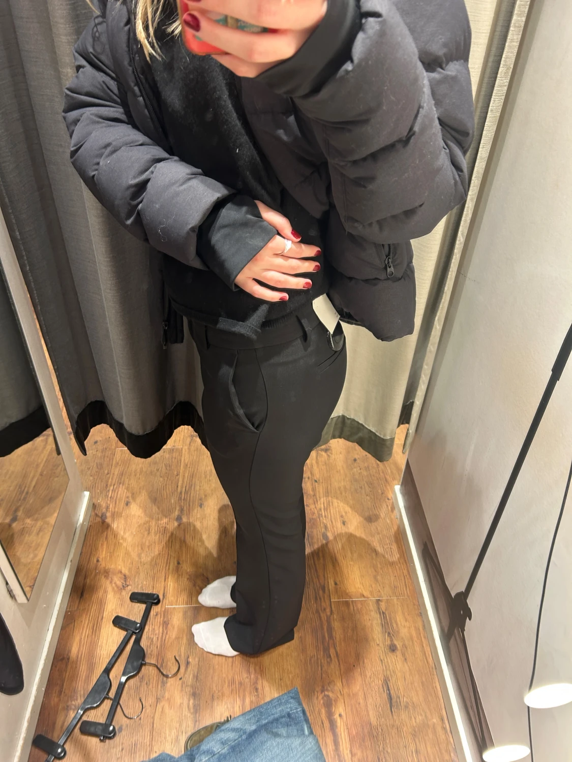 Svarta bootcut kostymbyxor i tall längd  - 2