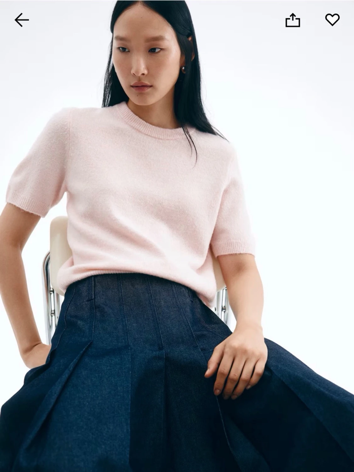 Ljusrosa stickad kortärmad topp från Hm