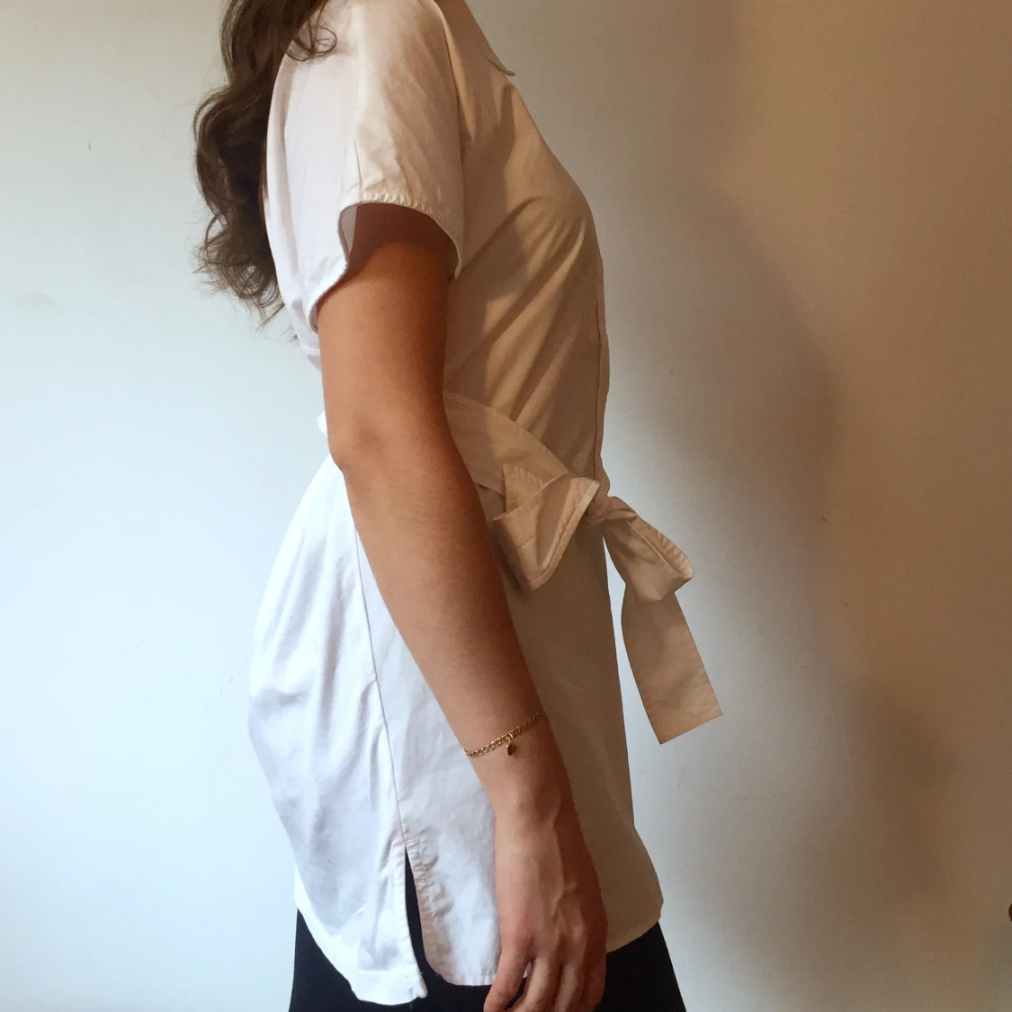 Vit skjortklänning med knytband - 2