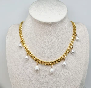 Guldpläterat halsband  - Kedjetjocklek-8mm 