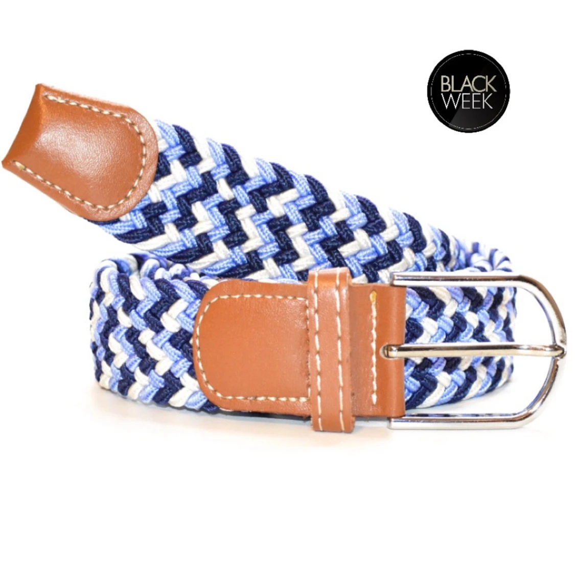 Flätat Bälte - VIT, LJUSBLÅ, MÖRKBLÅ