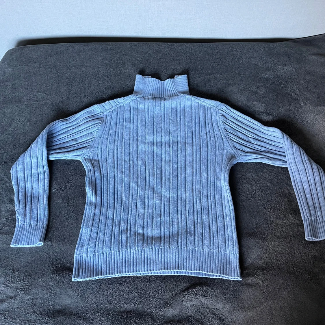 Ljusblå halv zip stickad tröja Steel - 2