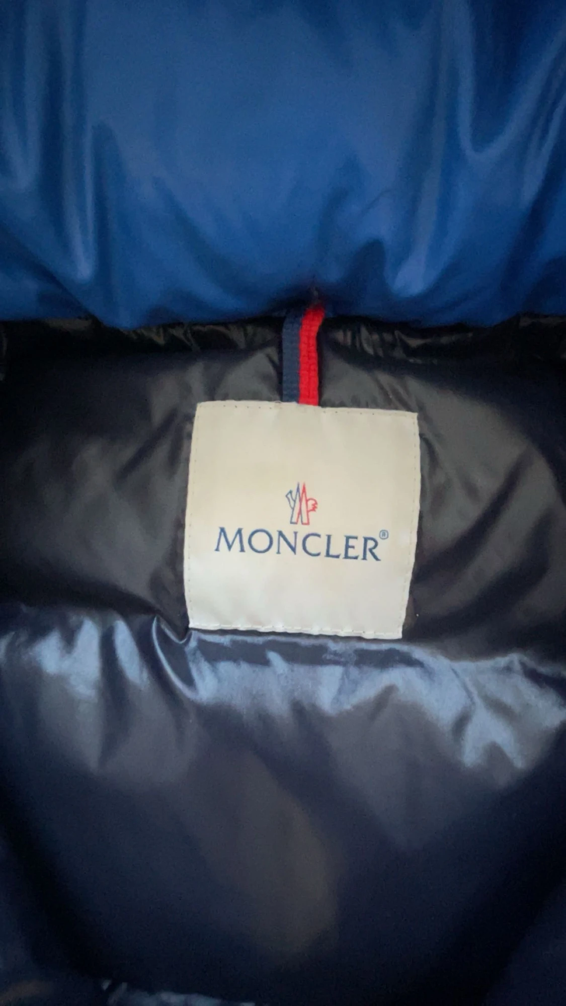 Blå Moncler pufferjacka med huva - 4