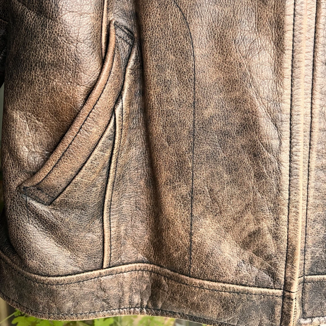 Brun skinnjacka strl S-M - 4