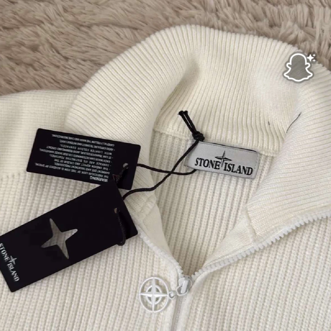 Vit stickad kofta från Stone Island - 1