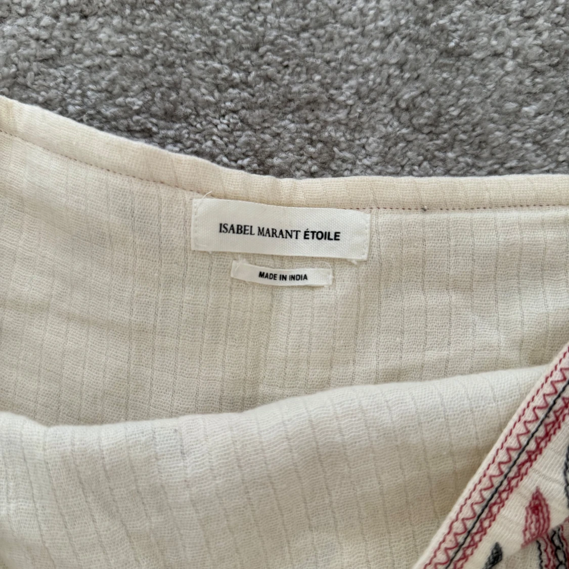 Broderad kortkjol i bomull - 4