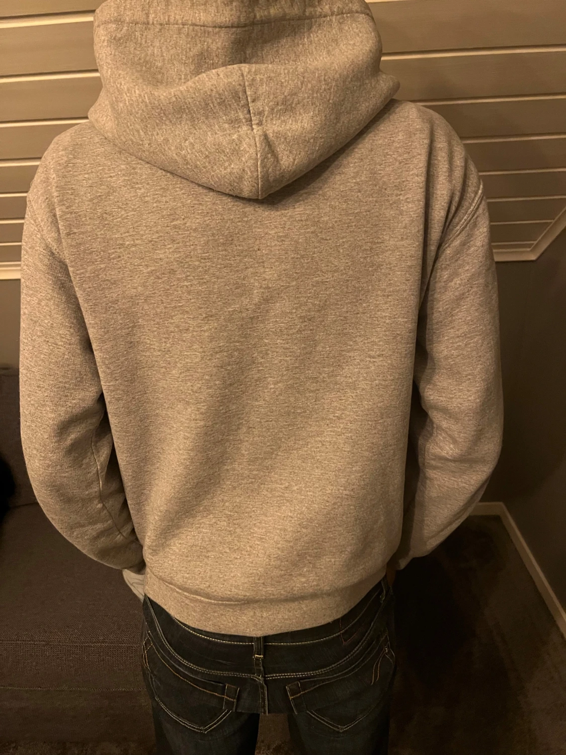 Grå hoodie med tryck 