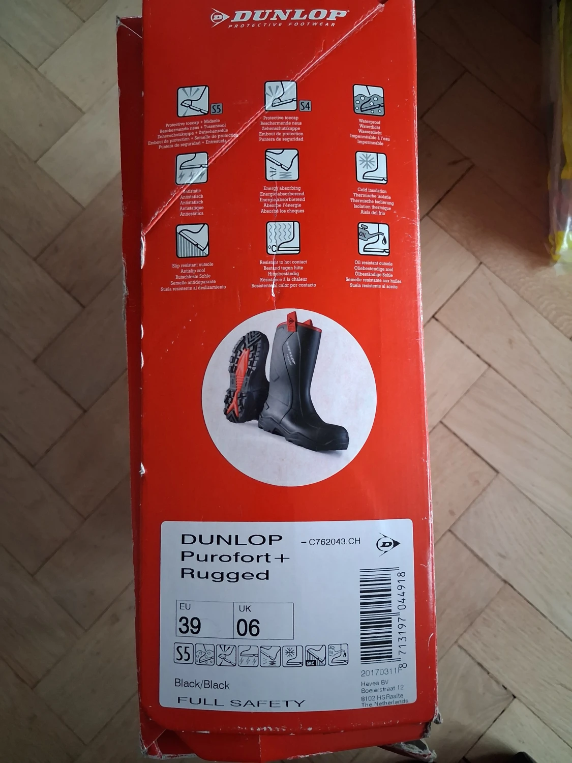 Svarta Dunlop Purofort stövlar med röd kant - 5