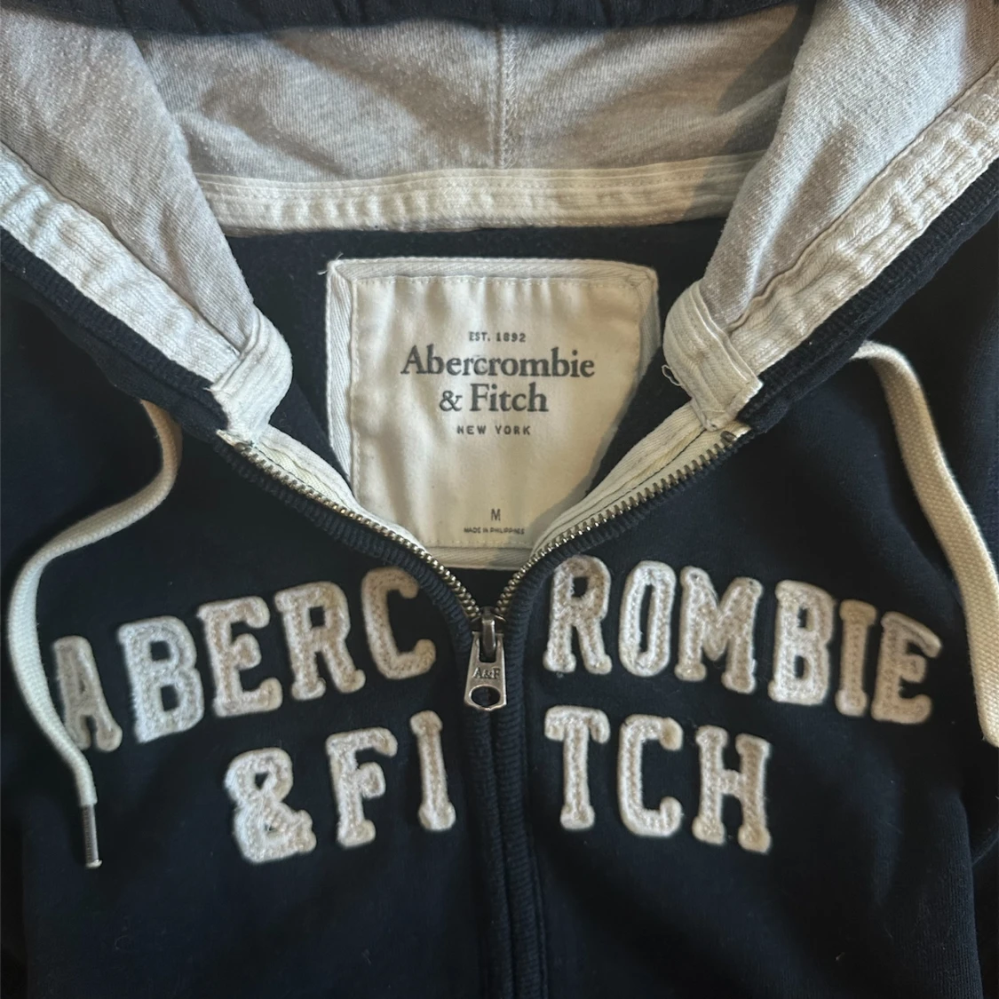 Vintage Abercrombie & Fitch zip up huvtröja hoodie M - 2