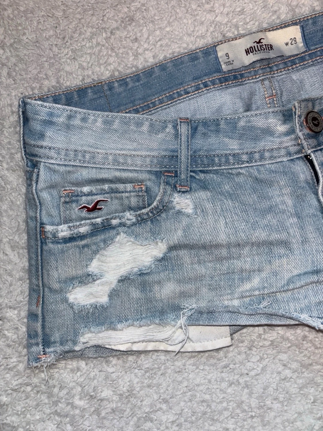 Ljusblå slitna jeansshorts Hollister - 2