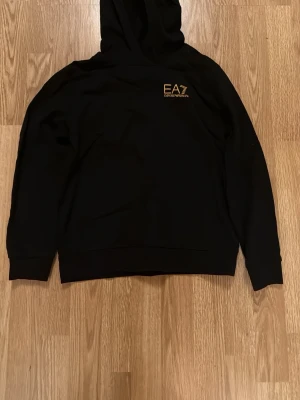 Armani hoodie - En Armani hoodie med guldiga tryck som är i storlek 12A, 150cm barn, nästan aldrig använt så är som ny. Det är bara att skriva om de är något du undrar över, pris ej hugget i sten!