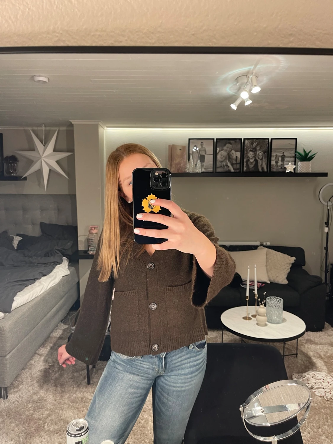 Brun kofta från Gina Tricot med fickor