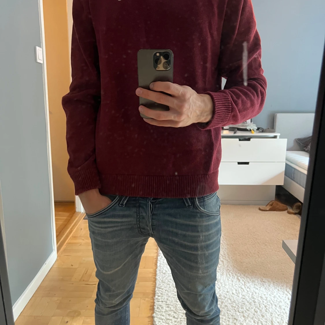 Vinröd stickad tröja från Björn Borg - 1