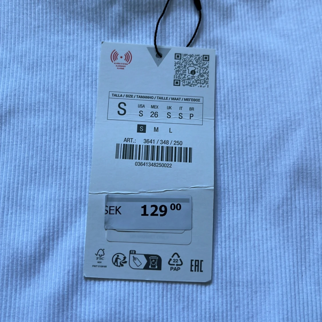 Vit ribbad topp med volangärm Zara S - 2