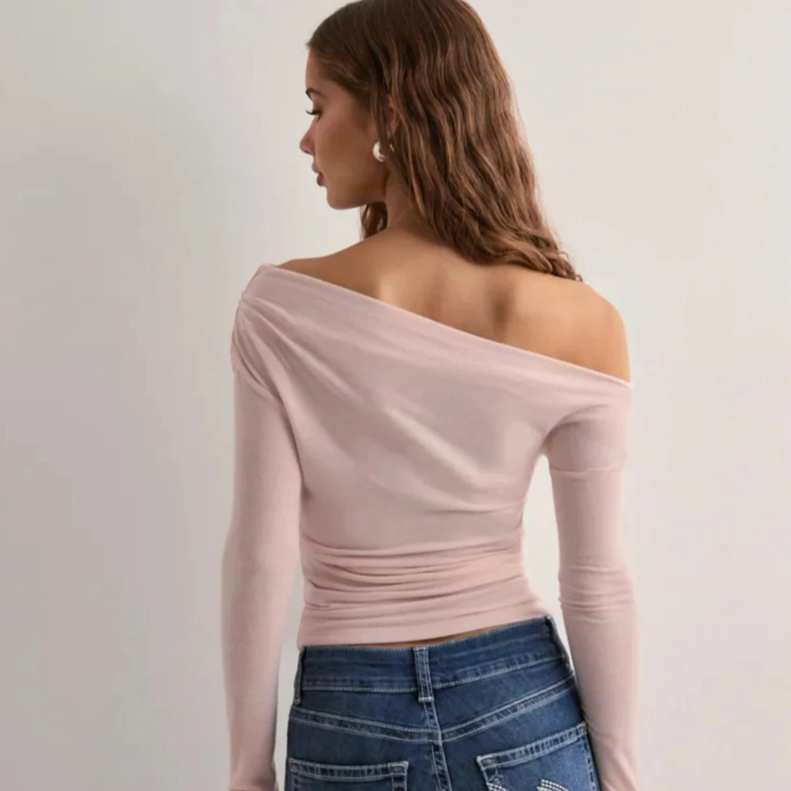 Ljusrosa offshoulder topp - 1