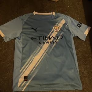 Manchester City Cherki 29 Puma tröja - Manchester City matchtröja från Puma med Cherki och nummer 29 på ryggen. Tröjan är ljusblå med vita och mörkblå diagonala ränder, klubbmärke på bröstet och Etihad Airways-tryck. Tillverkad i återvunnet RE:FIBRE-material, kortärmad och med klassisk passform.