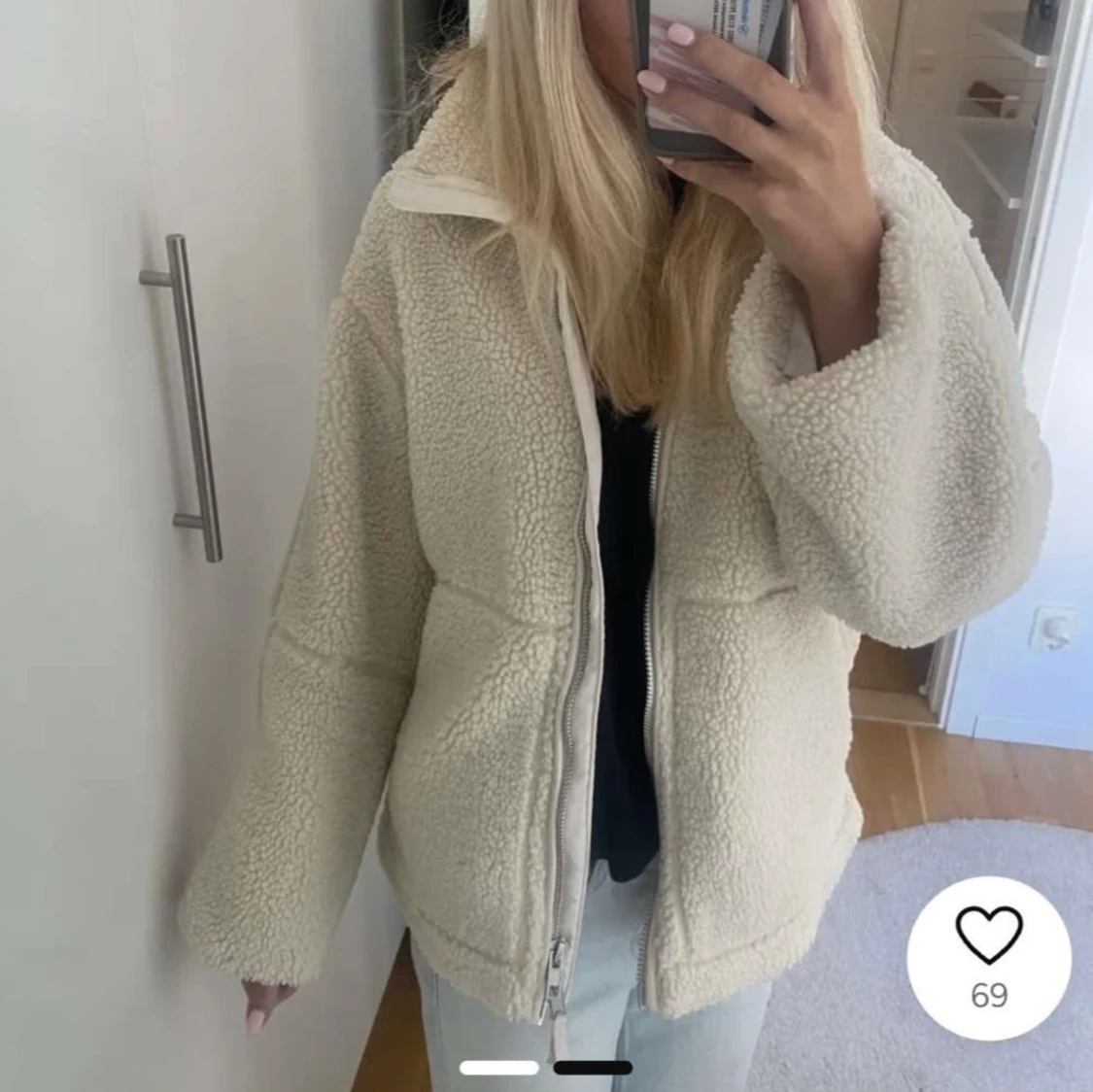 Beige teddyjacka från hm  - 1