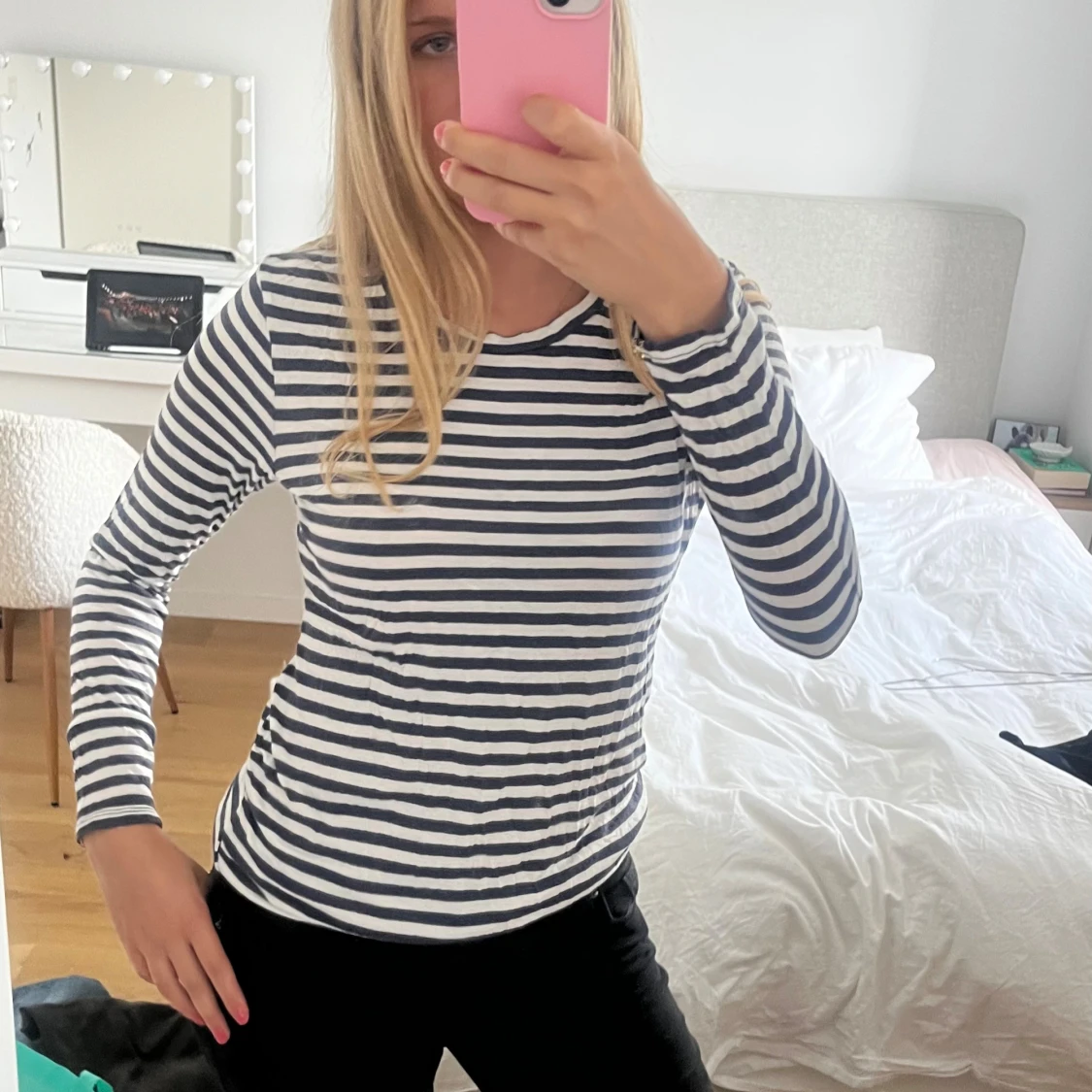 Randig långärmad tröja i bomull - 1