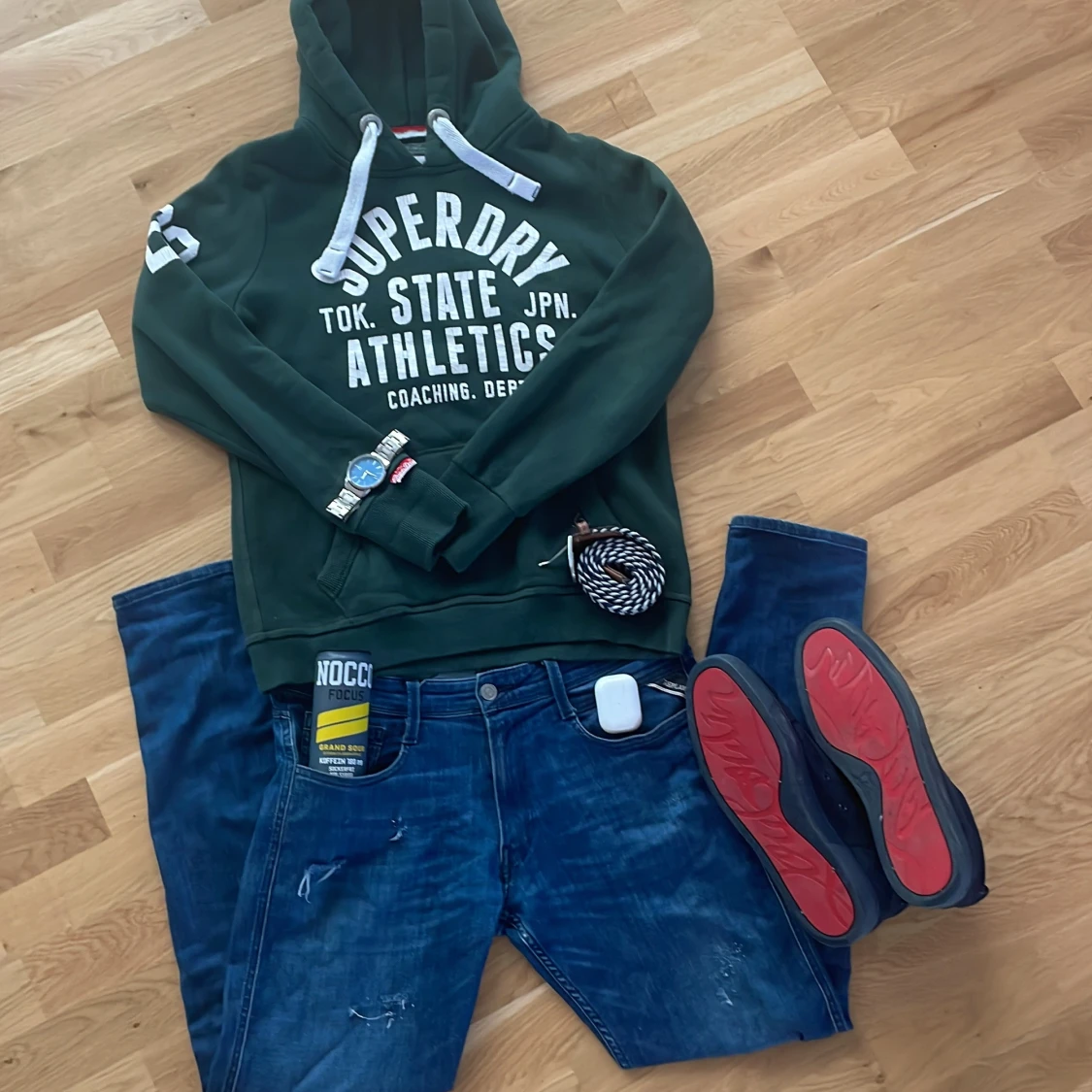 Mörkgrön Superdry hoodie med tryck