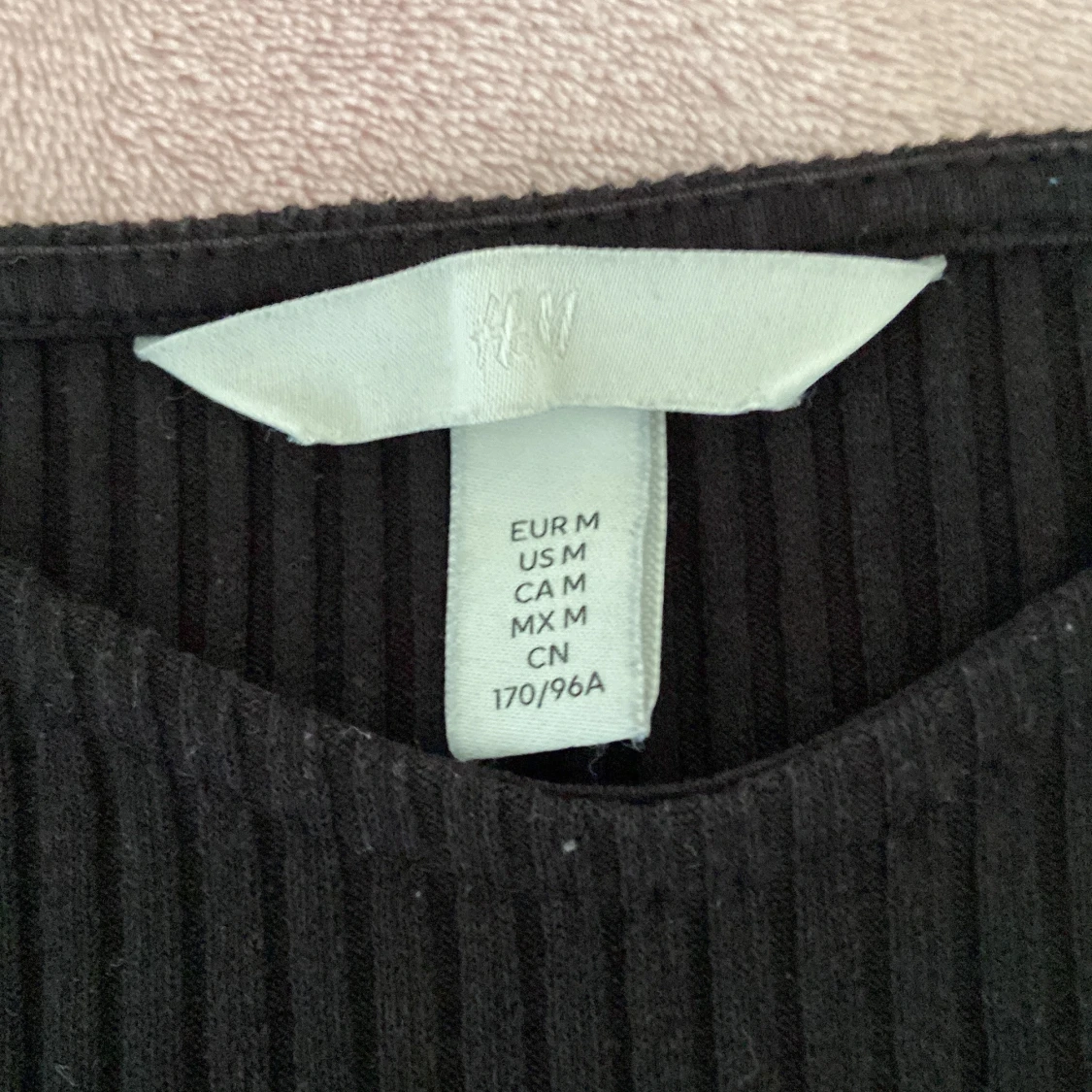 Svart ribbad långärmad topp H&M - 1