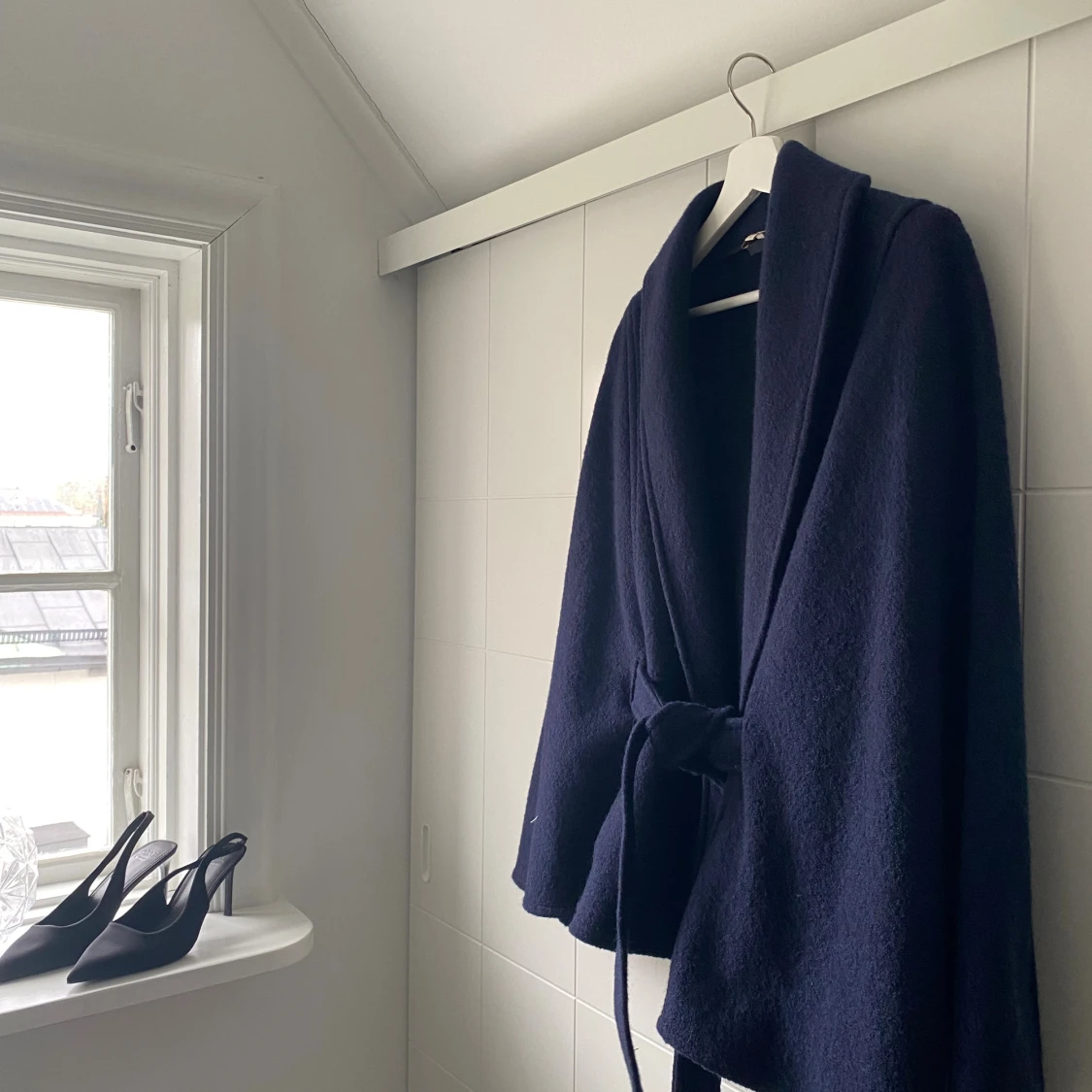 Poncho ullkappa med bälte - 1