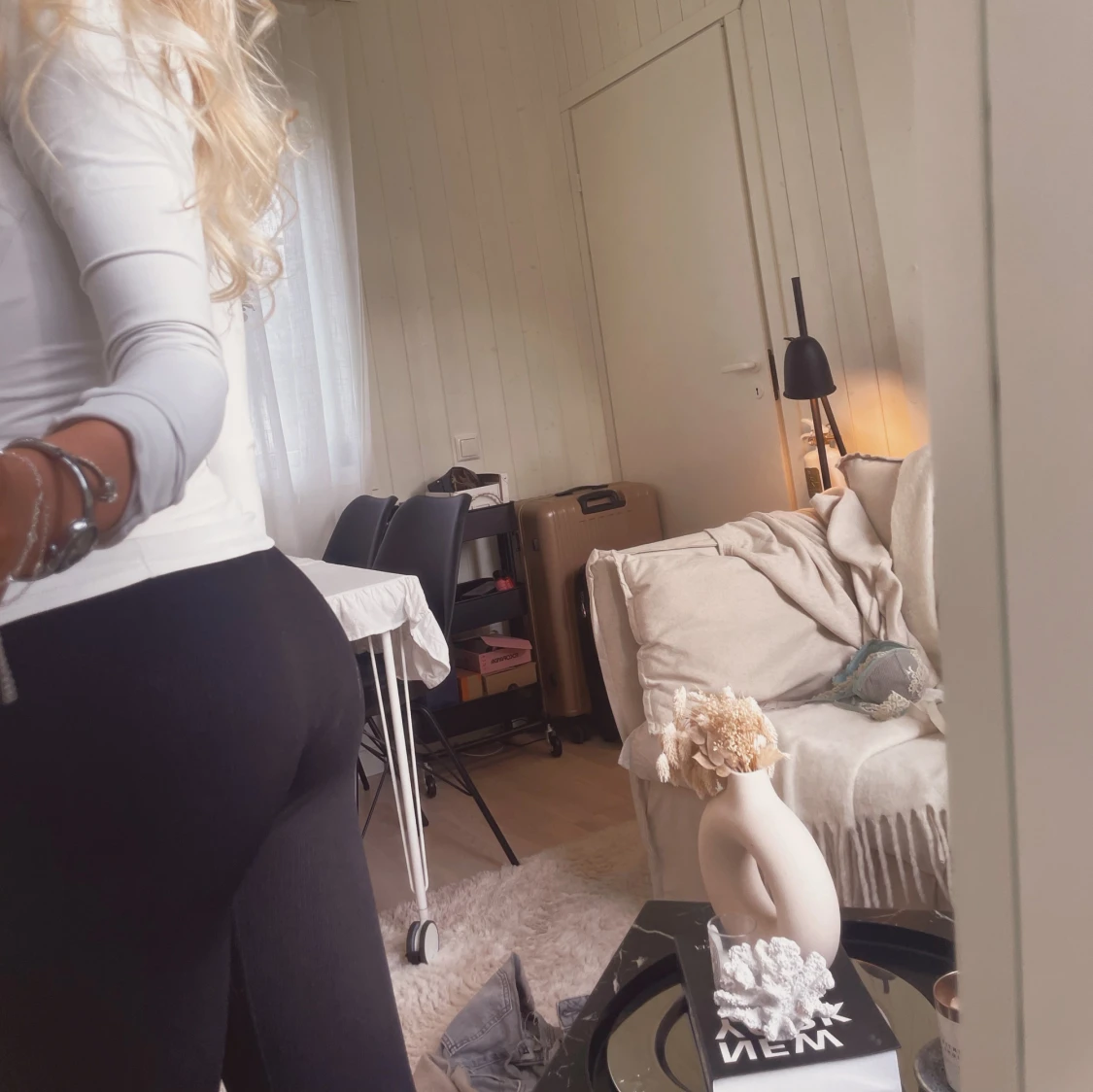 Svarta ribbade leggings - 1