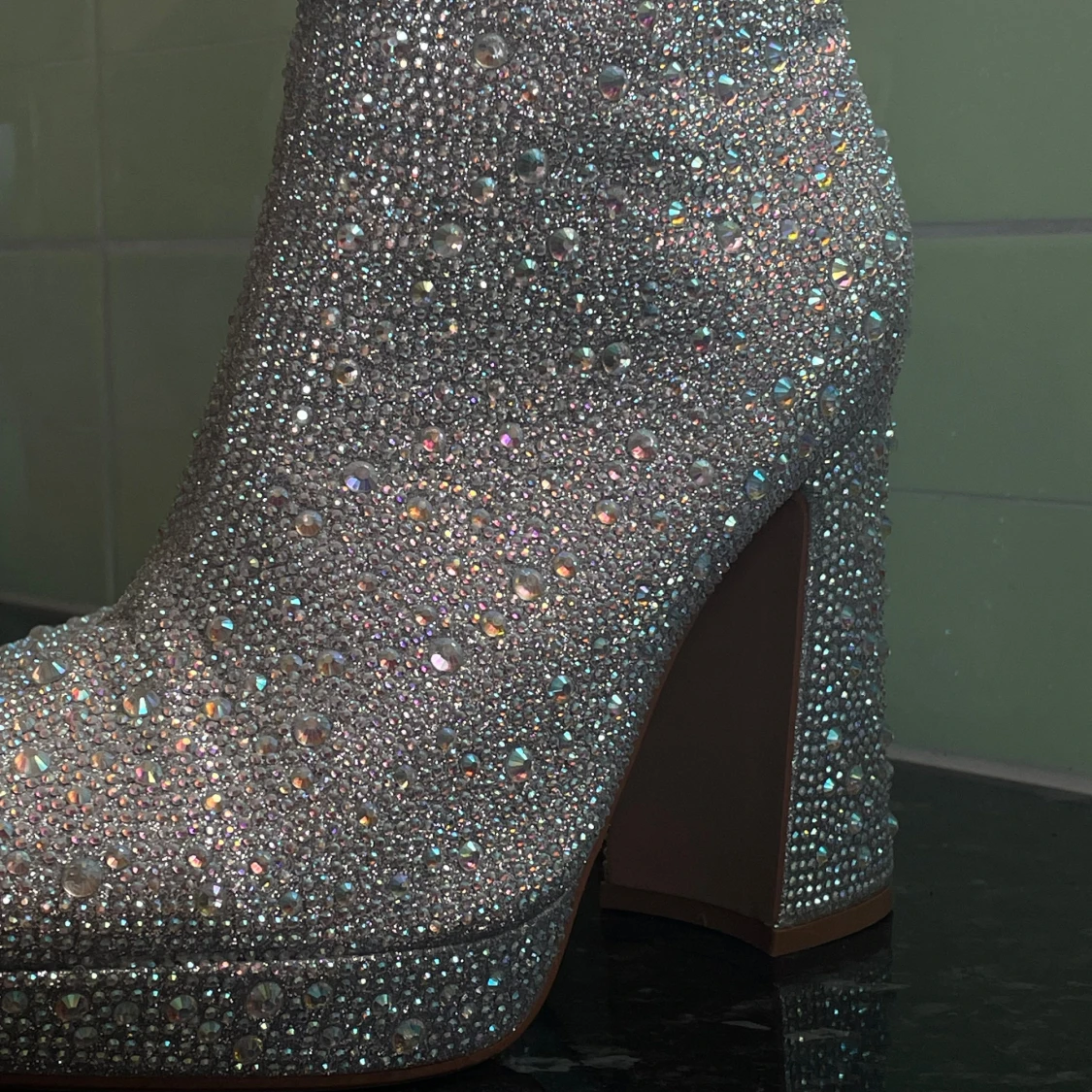 Glittriga silver boots med klack - 3