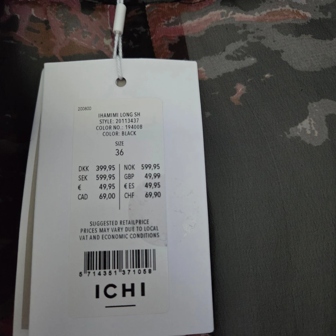 Mönstrad lång skjorta från ICHI - 1