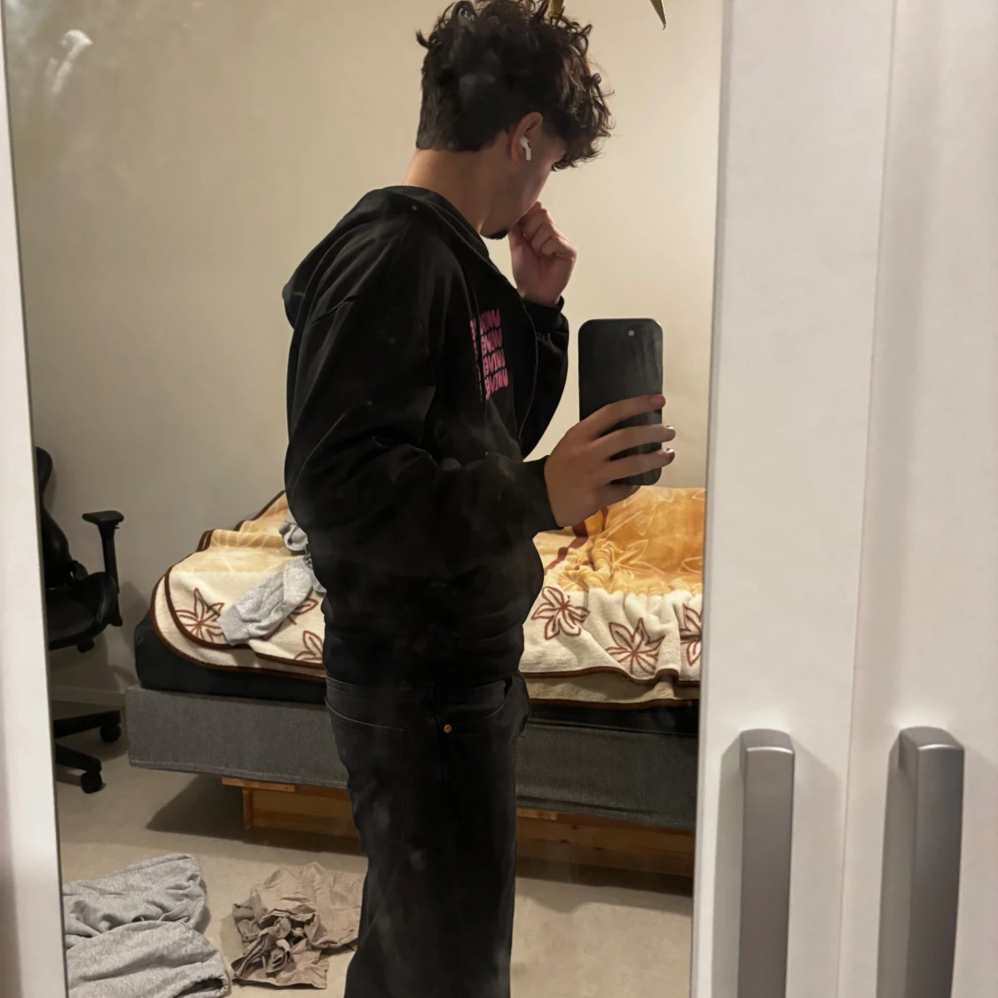 Svart hoodie Universe med tryck - 2