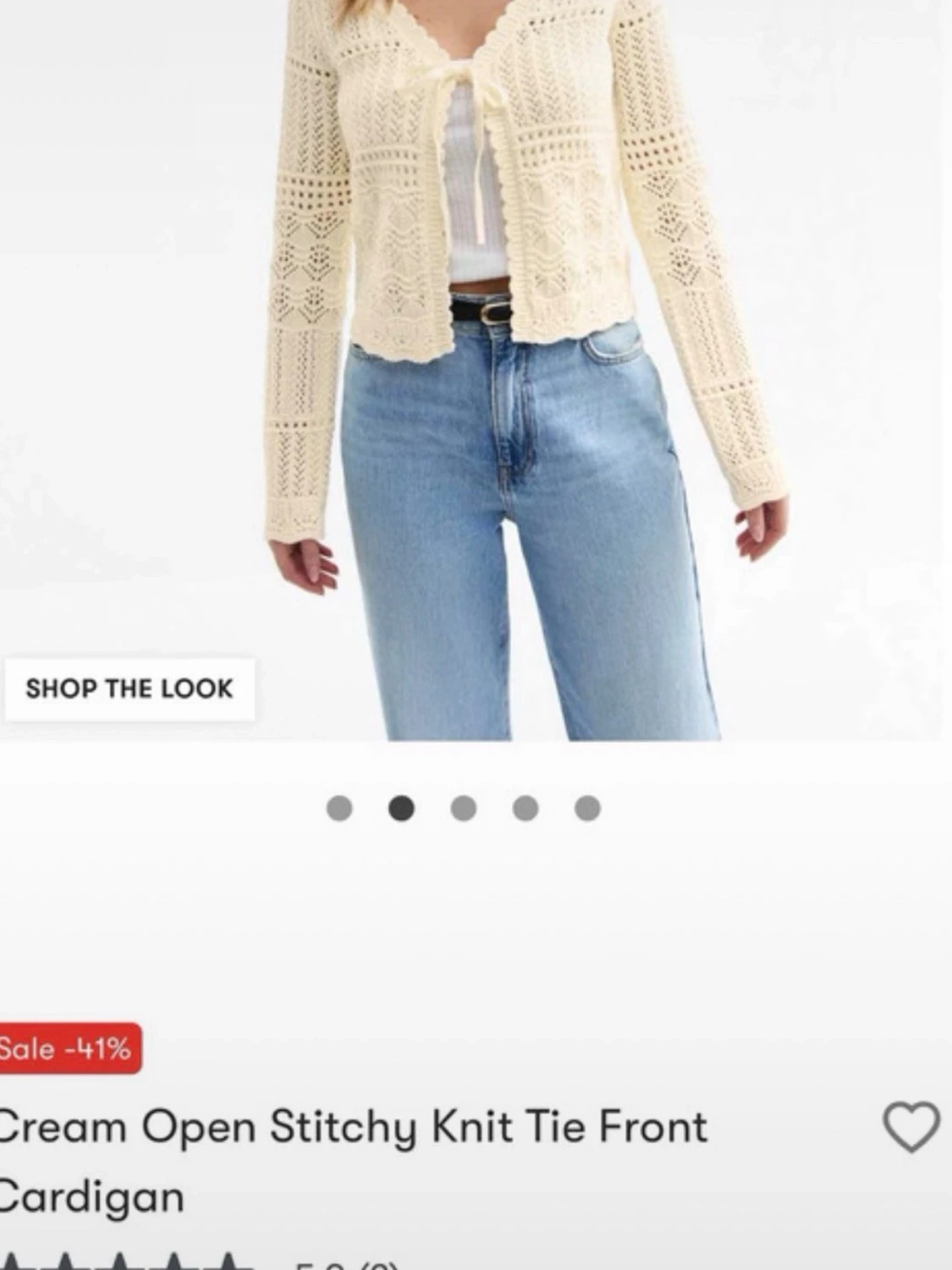 Beige stickad kofta med knyt