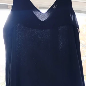 Marinblå ärmlös klänning från Wallis - Snygg marinblå klänning från Wallis i storlek EU 42. Klänningen är ärmlös med v-ringad hals och har en lätt transparent look tack vare det tunna polyestertyget. Perfekt för dig som gillar stilrena och enkla plagg med modern känsla.