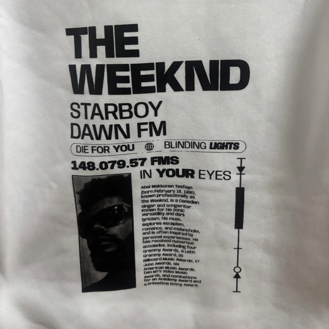 Vit The Weeknd hoodie med tryck - 3