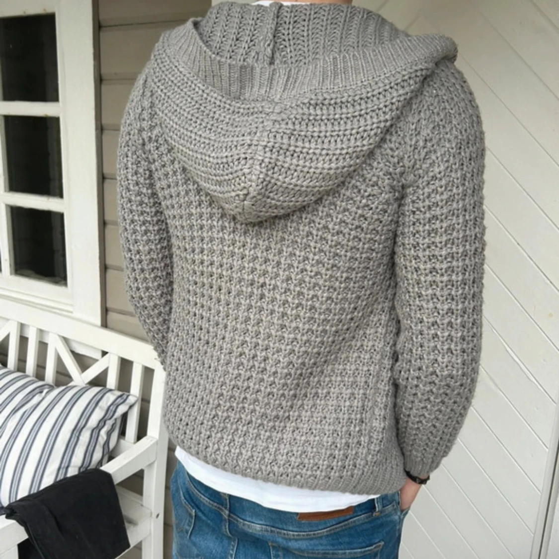 Grå stickad cardigan  - 3