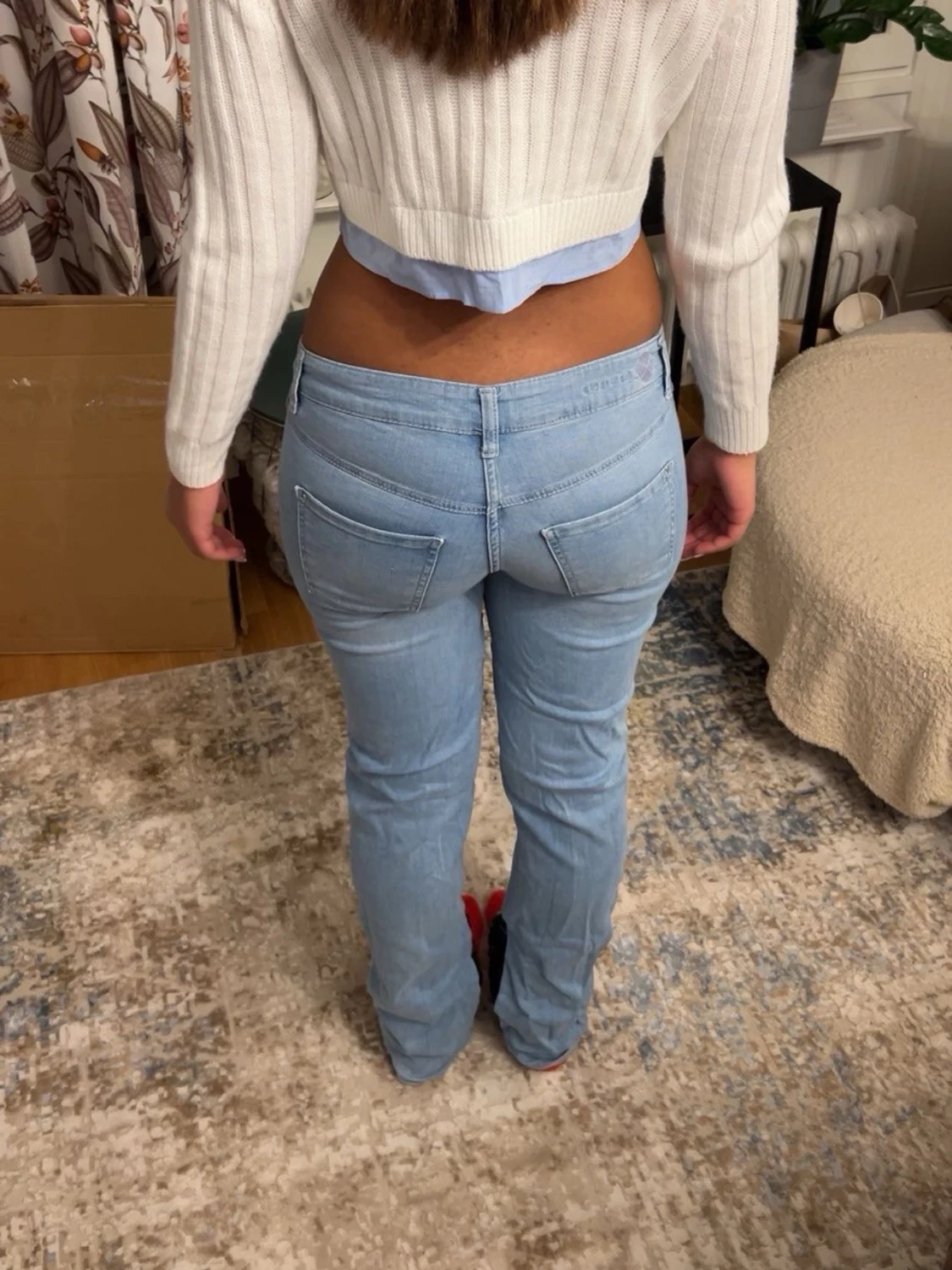 Ljusblå low waist jeans straight fit - 2