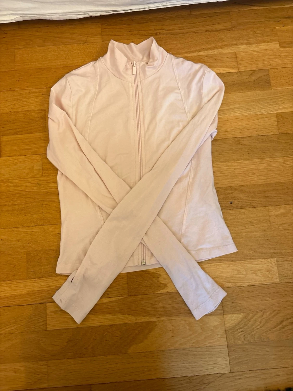 Ljusrosa ziptröja med långa ärmar - 1