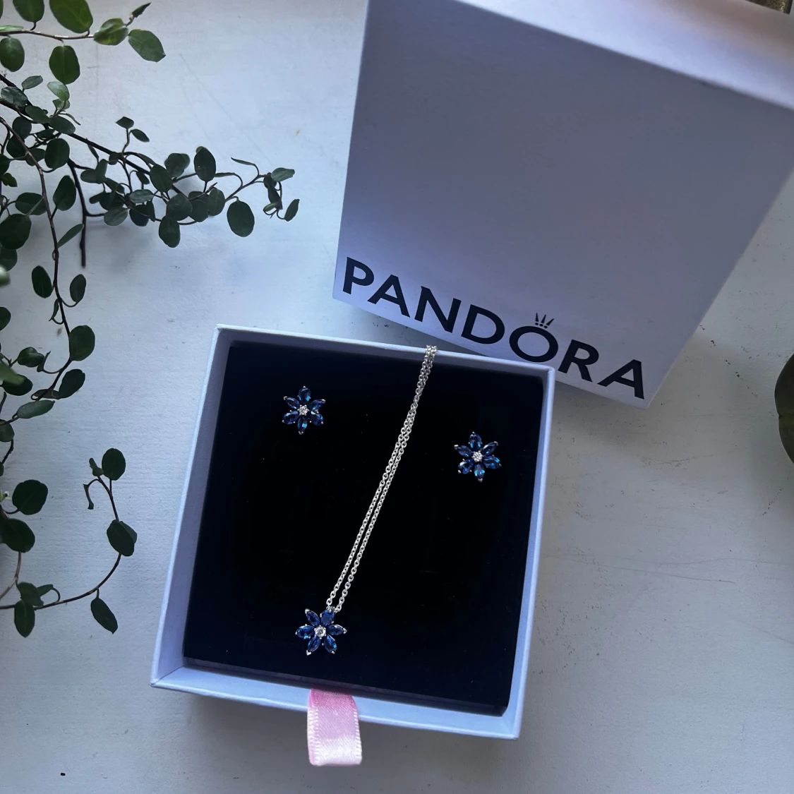 Pandora silverblå blomset smyckeset - 4