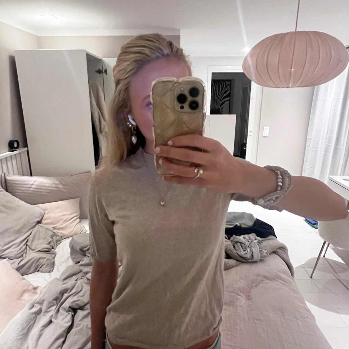 Beige kortärmad topp🤎🤎 - 1