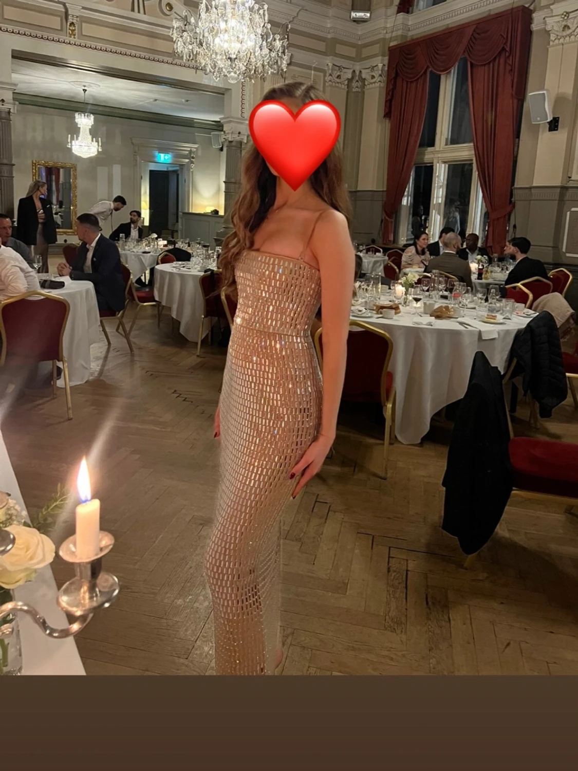 Glittrig långklänning i guld/champange - 2