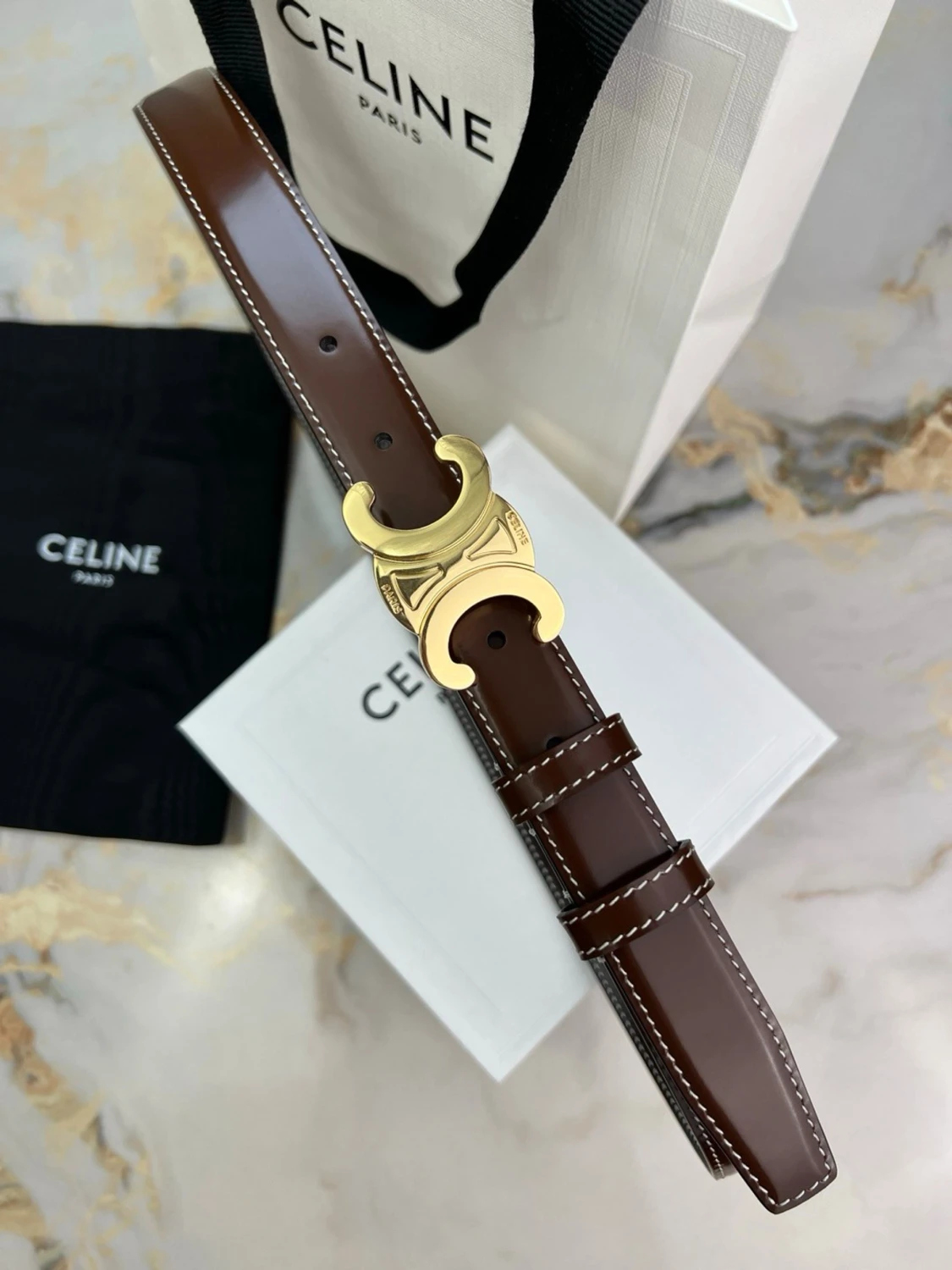 Brunt läderbälte från Celine - 6