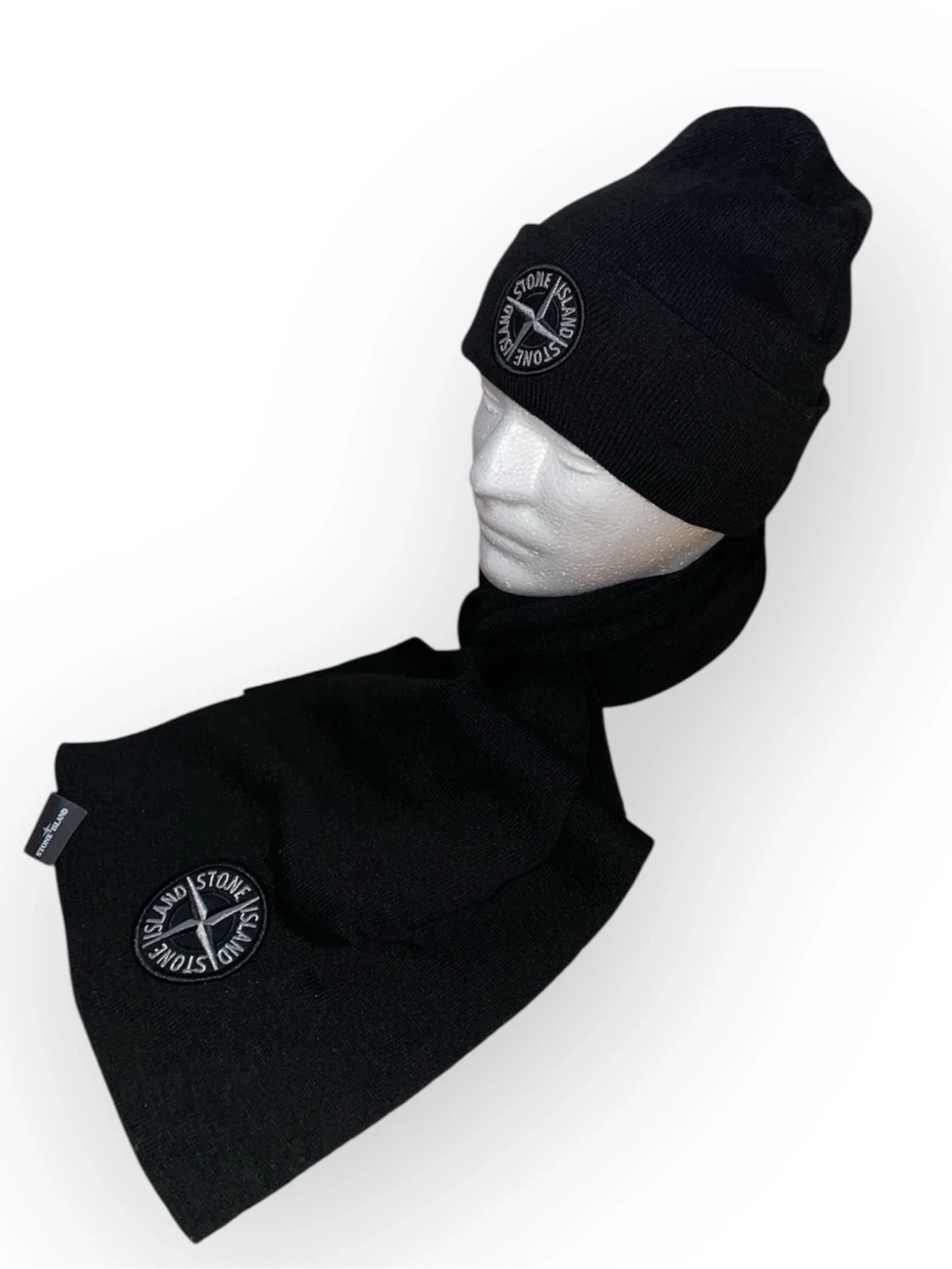 Stone Island Mössa&halsduk set- svart - 1