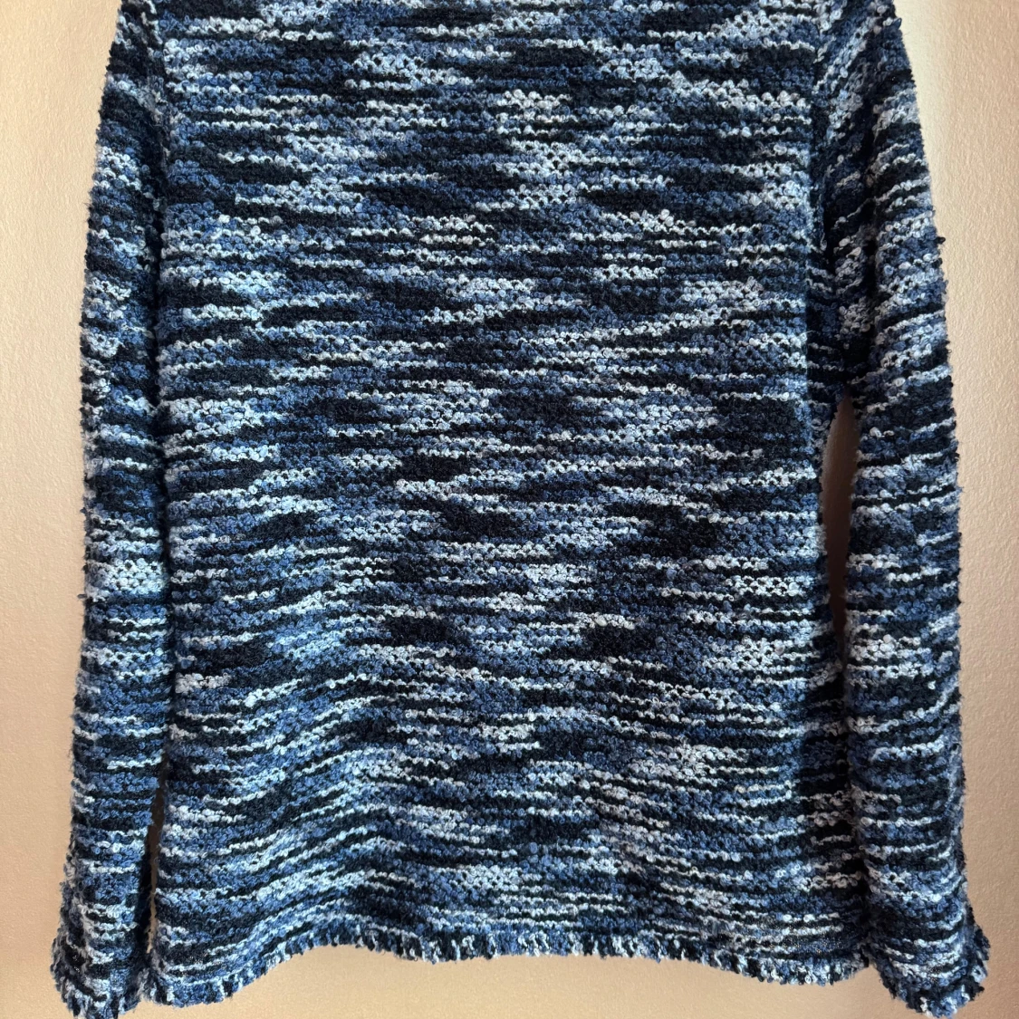 Blåmönstrad stickad kavaj  - 3