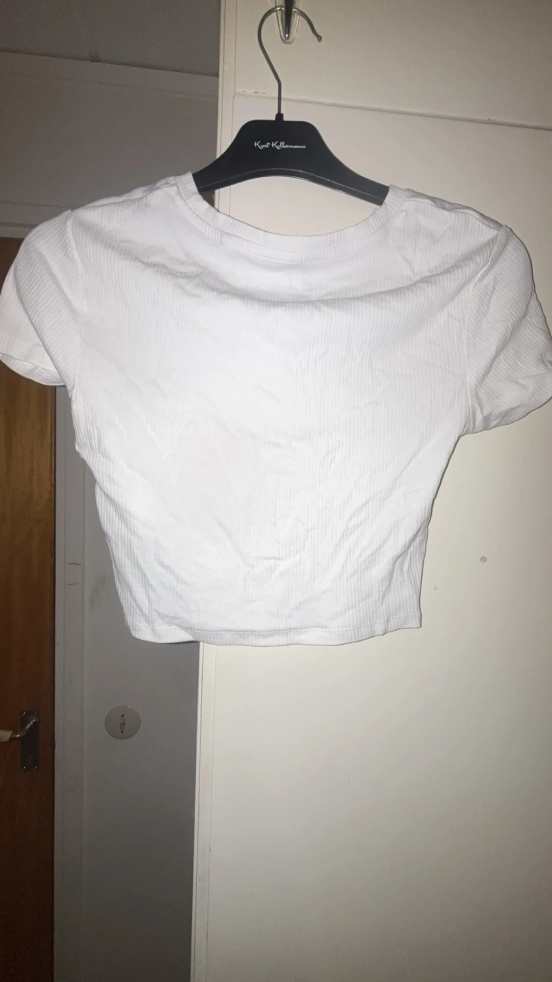 Vit croppad ribbad topp - 1