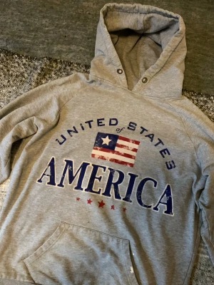 Grå hoodie med USA-tryck - Säljer en sjukt fet grå hoodie i storlek S för endast 399 men pris kan självklart diskuteras vid snabb afför