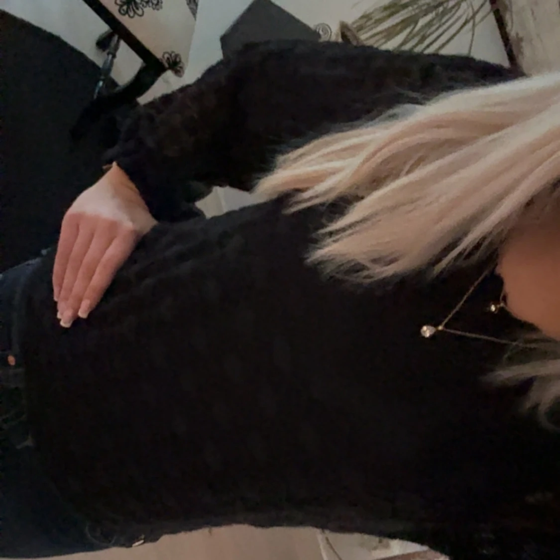 Svart spetsblus med lång ärm - 3