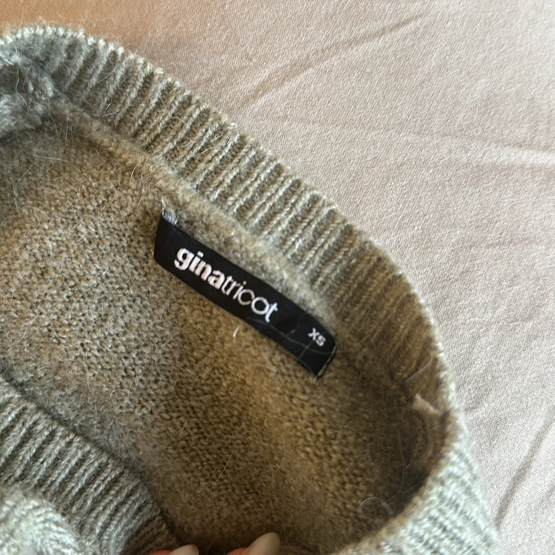 grön trekvarts stickad tröja - 1