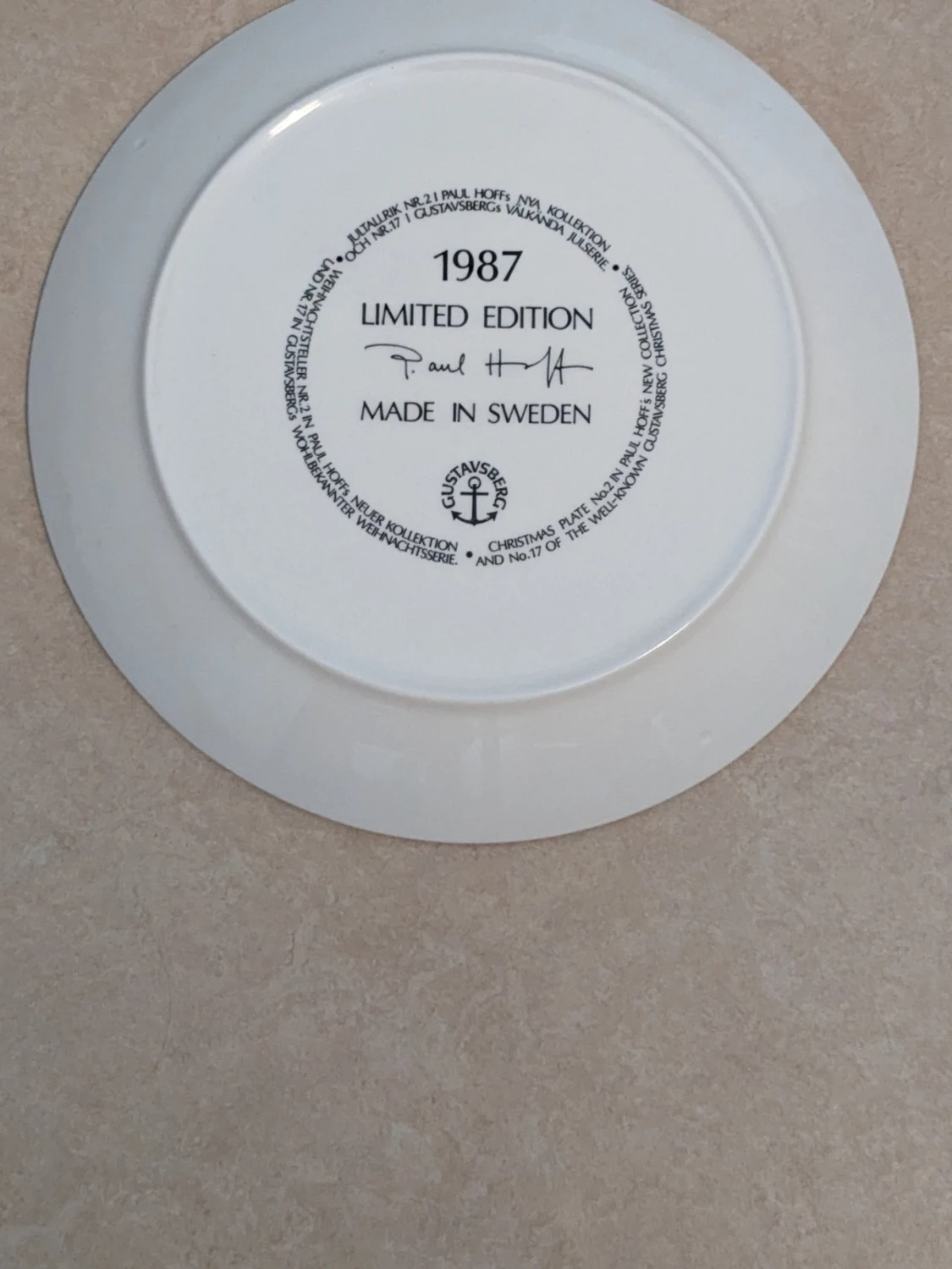 Jultallrik nr 21 - 1987 Limited edition av Paul Hoff  - 1
